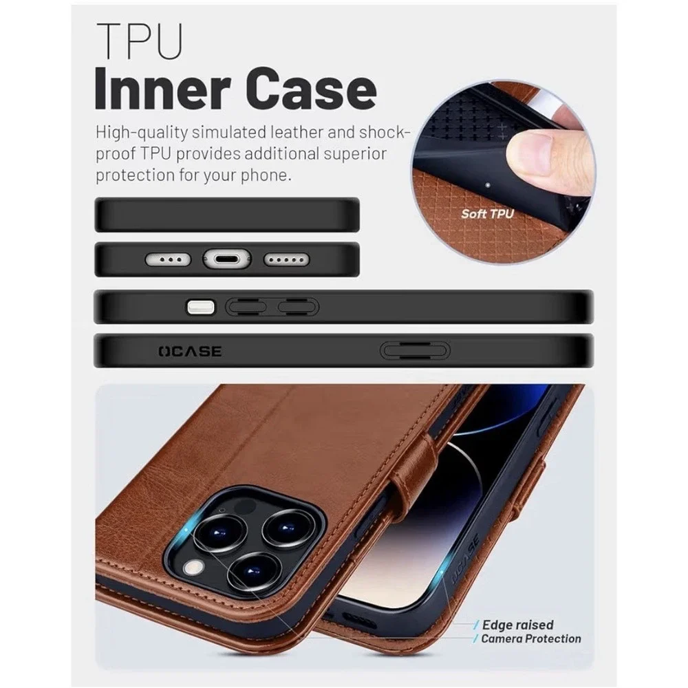 iPhone 15 Pro DjBear Case With Magnetic Card Holder (brown), [D]